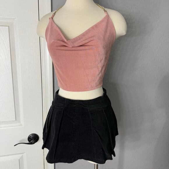 Forever 21 Pleated Corduroy Skort, Black, S - Picture 1 of 7
